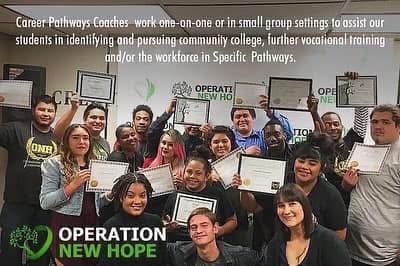 Career Pathways Coaches and students holding certificates