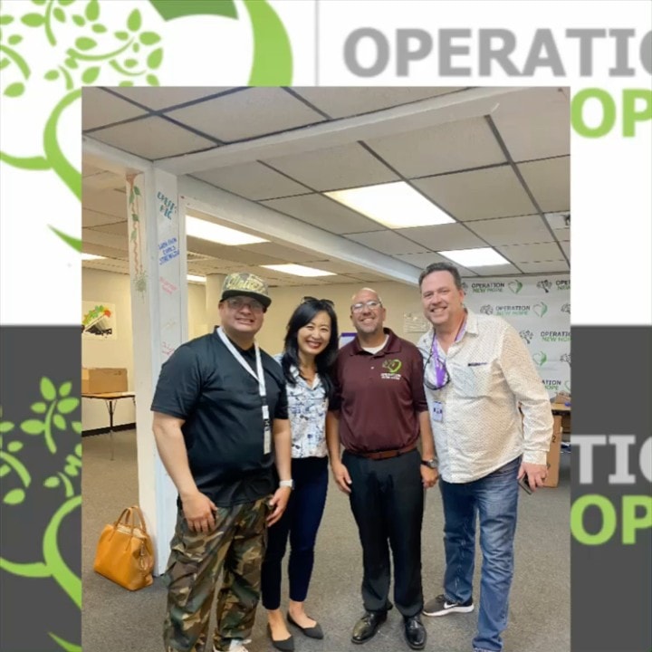 CEO Russell Degnan and San Bernardino City Mayor Helen Tran with two others at Operation New Hope