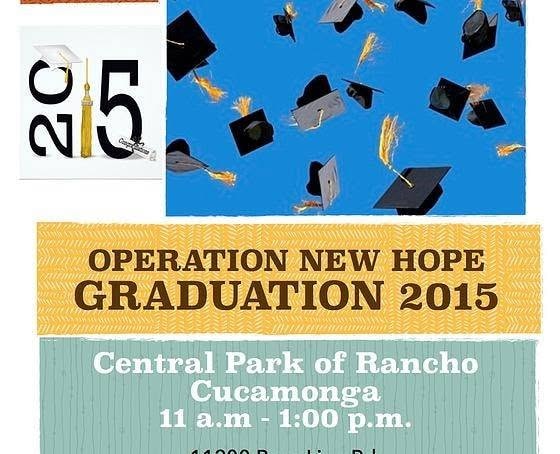Operation New Hope Graduation 2015 flyer — Central Park of Rancho Cucamonga, caps tossed in the air