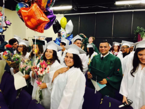 2017 graduation celebration with balloons and flowers