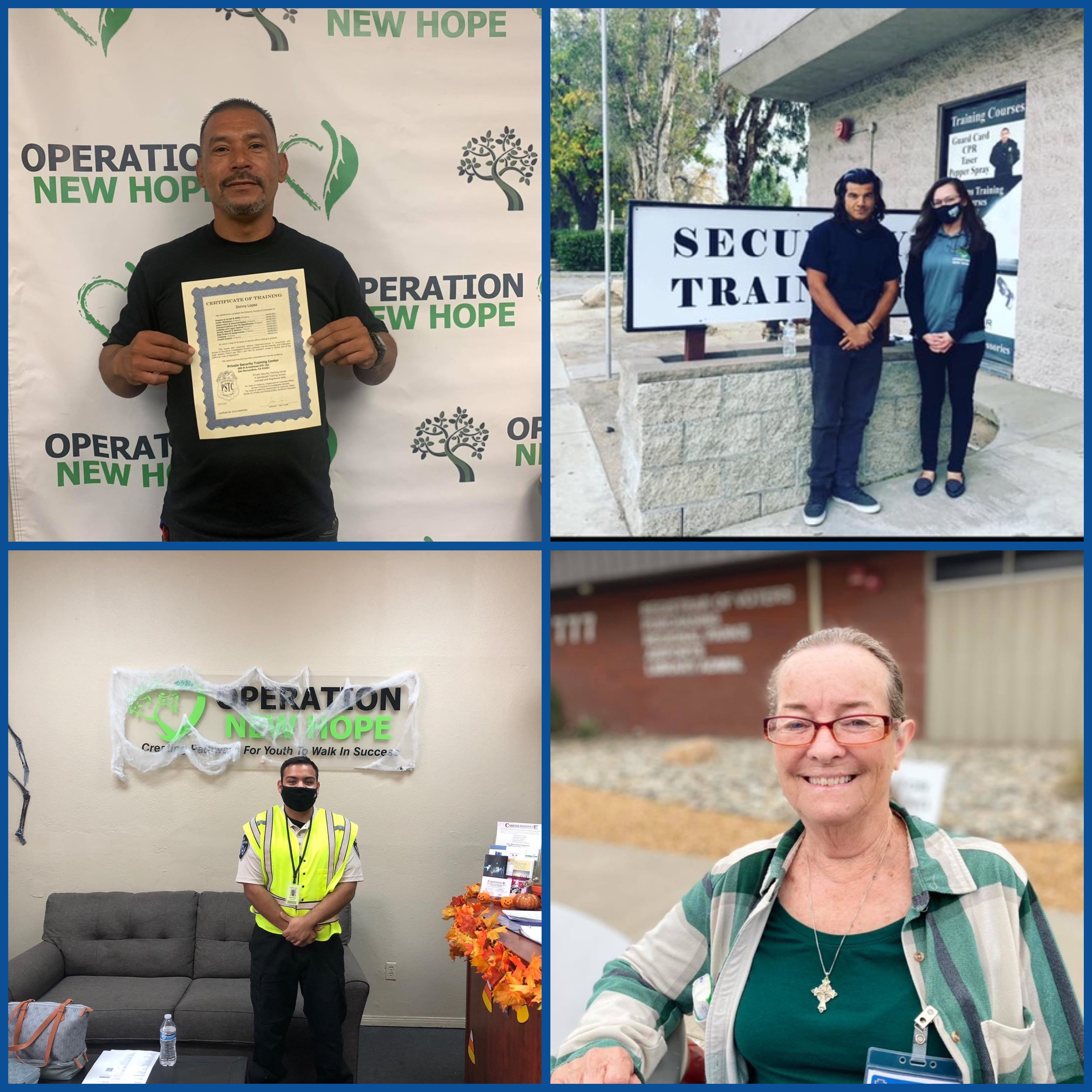 Reentry works students — security guard, county clerical, and construction